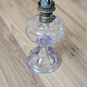 Vintage Oil Lamp with Bullseye Pattern and Ruffled Base